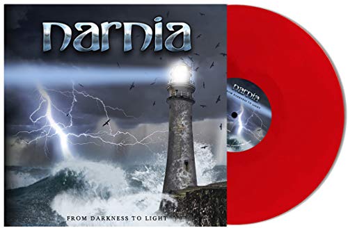 Red vinyl record with album art depicting a stormy lighthouse scene.