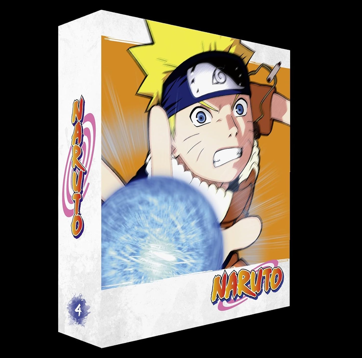 Blu-ray case for “Naruto” featuring the character with a blue energy sphere.