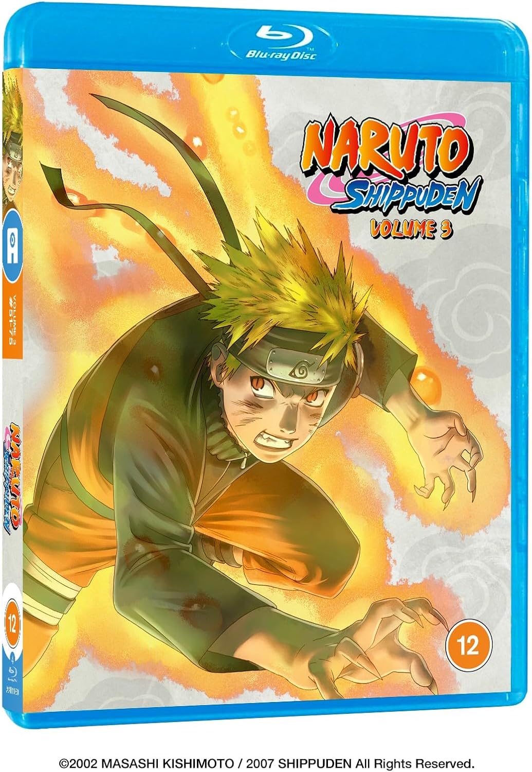 Blu-ray case for Naruto Shippuden Volume 3 featuring Naruto Uzumaki.