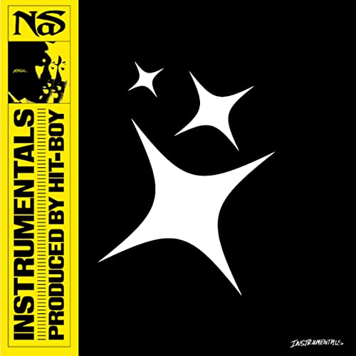 Nas and Hit-Boy Magic instrumental vinyl cover with yellow side strip and white stars.