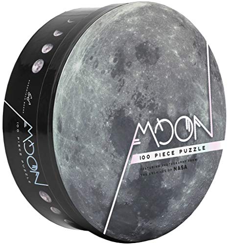 Cylindrical puzzle box depicting a detailed, cratered moon surface.