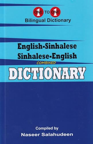 A dictionary with English and Sinhalese text, in both script and Roman alphabets, likely pocket-sized.