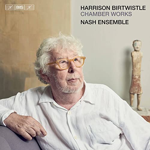 CD cover featuring portrait of Harrison Birtwistle and a wooden sculpture.