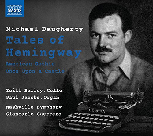 CD cover featuring a portrait of Ernest Hemingway with a typewriter.