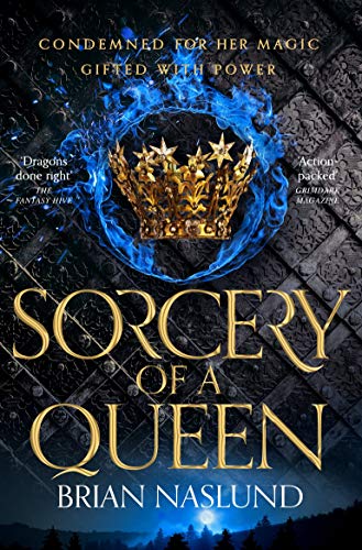 A golden crown surrounded by blue flames against a dark, textured metal background.