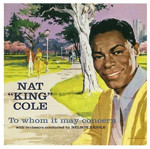 Nat King Cole album cover with a portrait and park scene.