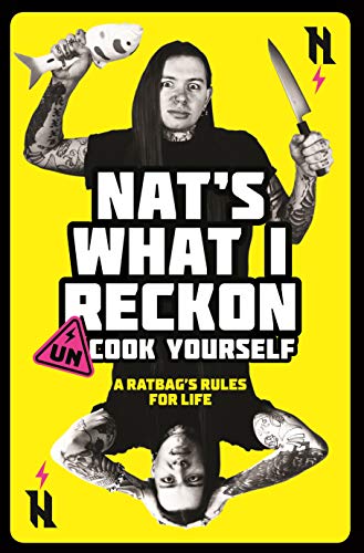Book cover featuring a person with tattoos holding a fish and knife.
