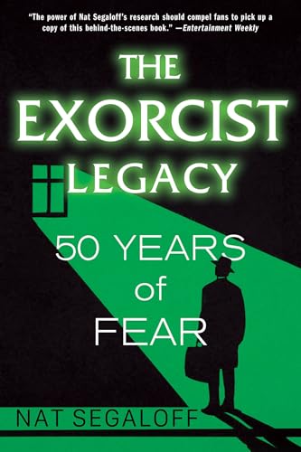 Book cover: "The Exorcist Legacy," featuring a silhouetted figure and green light.