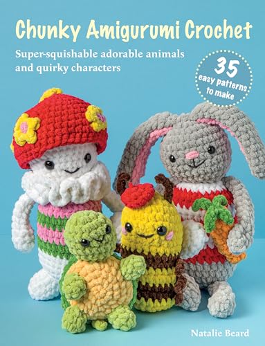 Book cover featuring four crocheted amigurumi characters including a mushroom, turtle, bee, and rabbit.