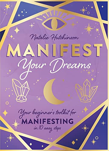 Purple book cover with gold lettering, an eye, and crystal illustrations.