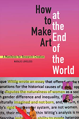 Book cover: "How to Make Art at the End of the World" with abstract pink background.