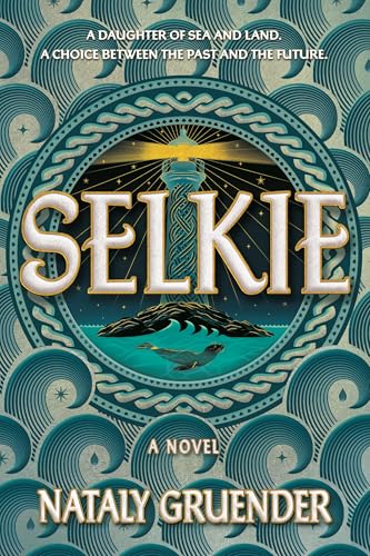 Book cover for “Selkie” featuring a lighthouse, waves, and seals.