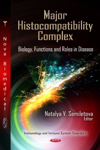 Book cover for “Major Histocompatibility Complex” with a colorful, abstract cellular image.