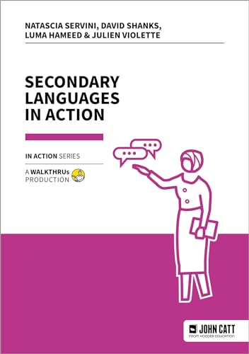 Book cover: "Secondary Languages in Action" with illustrated person and speech bubbles.