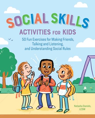 Book cover with cartoon children playing, titled “Social Skills Activities for Kids.”