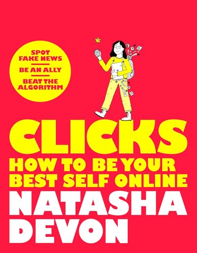 Book cover: "Clicks" by Natasha Devon, illustrated with a person and tech.