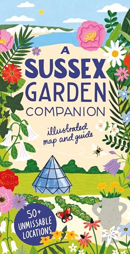 Book cover with floral illustrations, a greenhouse, and map details.