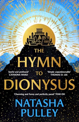 Book cover: “The Hymn to Dionysus” with a golden city on a dark mountain.