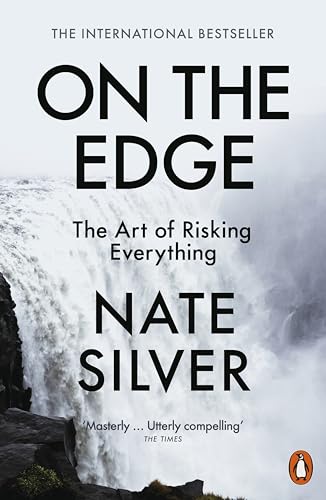 Book cover: "On The Edge" by Nate Silver with a waterfall background.