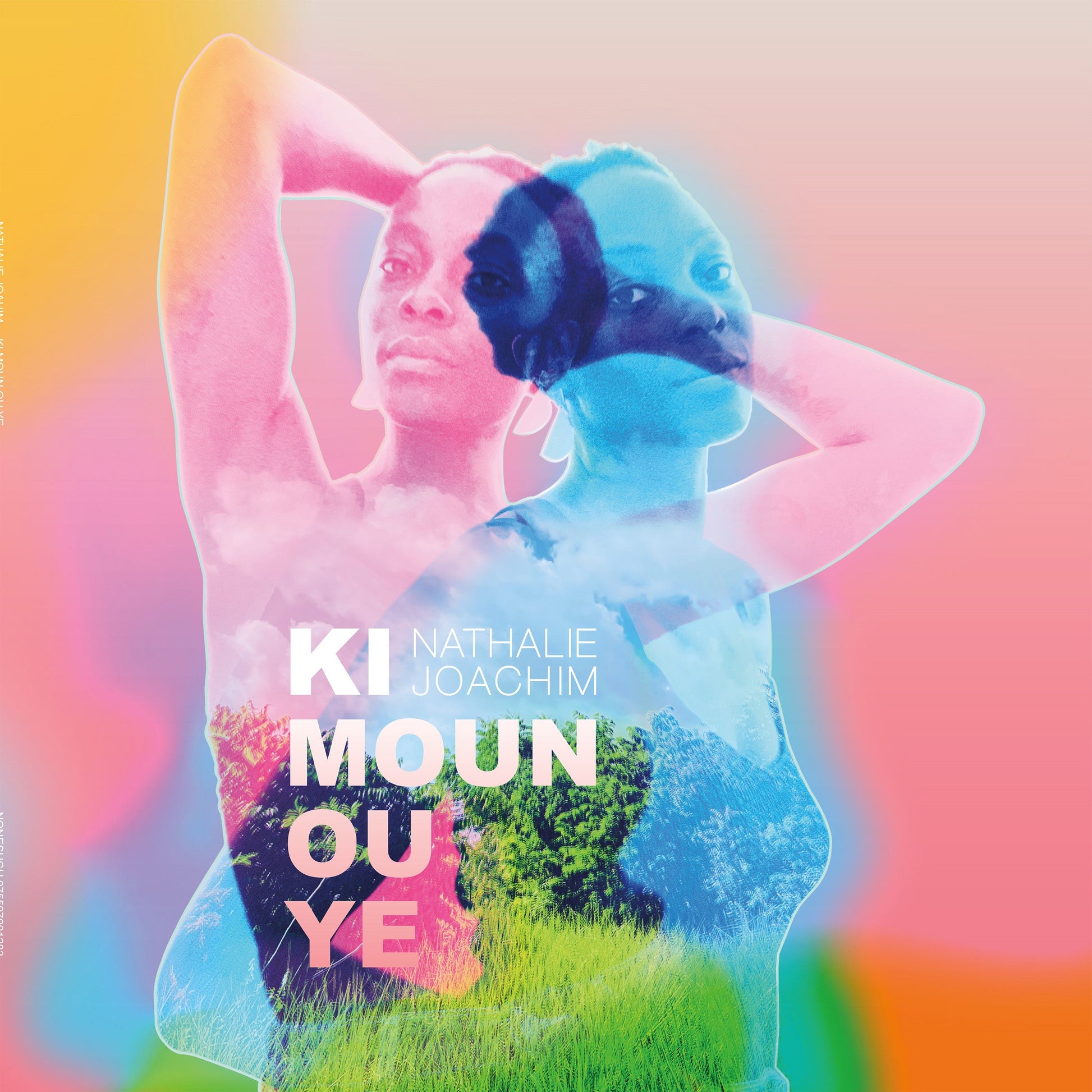 Album cover for Nathalie Joachim’s “Ki moun ou ye” with portrait and colorful blur.