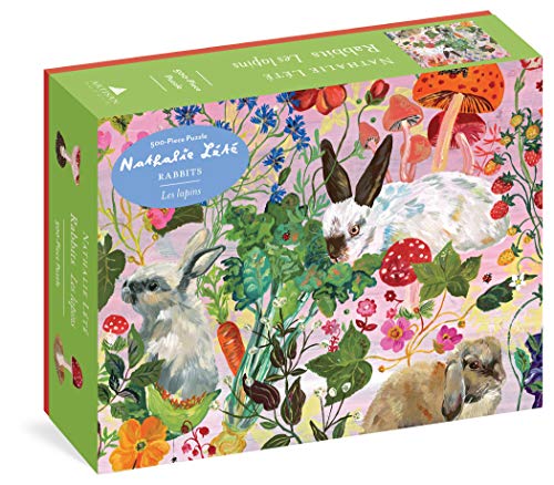 Box for a 500-piece Nathalie Lété puzzle depicting rabbits and mushrooms.