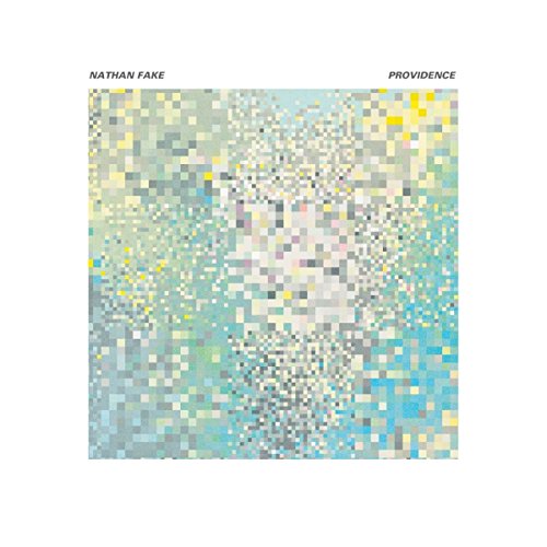 Nathan Fake’s “Providence” vinyl album cover: pixelated abstract art in blues and yellows.
