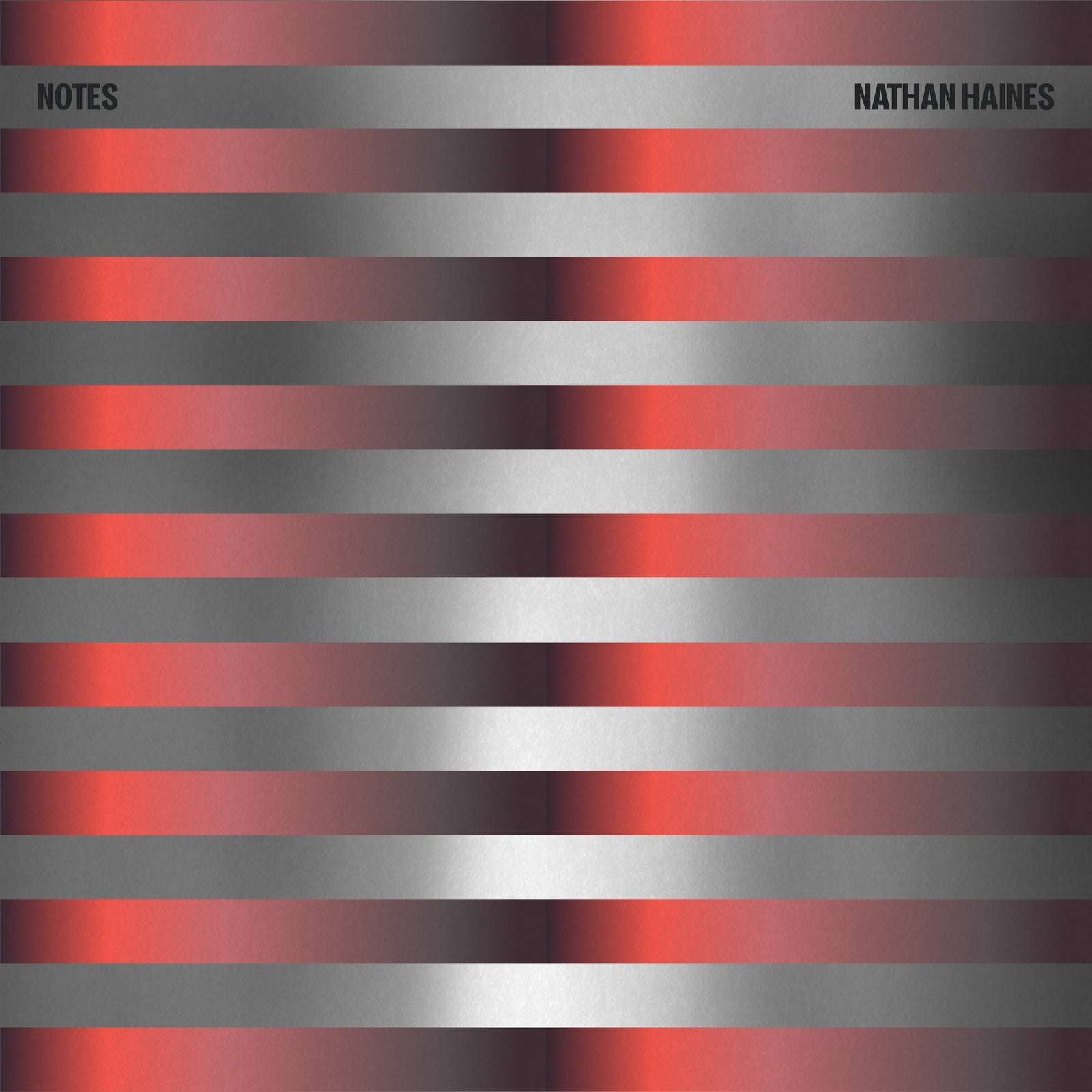 Album cover with horizontal red and silver stripes and the text Notes Nathan Haines.