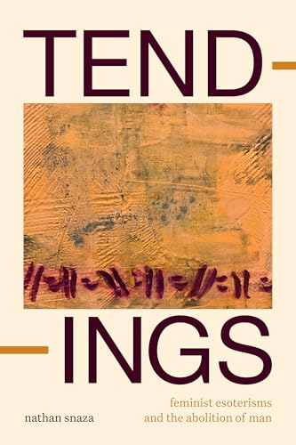Book cover: "Tendings" by Nathan Snaza, with abstract orange and brown art.
