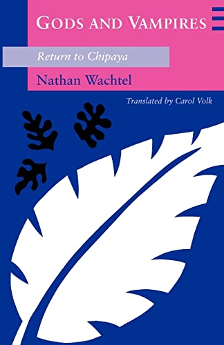 Book cover: “Gods and Vampires” with a large white leaf design.