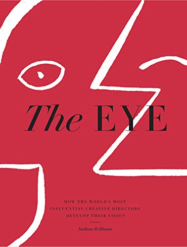 Red book cover with a white eye and abstract white lines.