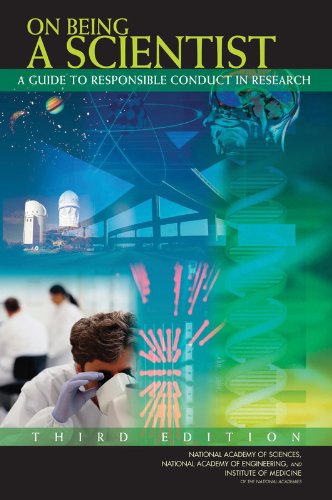 Book cover: “On Being a Scientist,” showing research imagery and scientists.