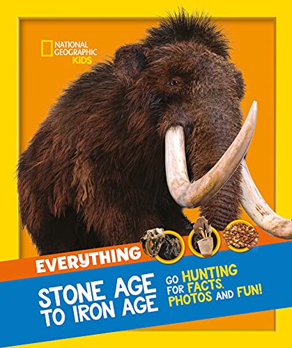 Book cover featuring a woolly mammoth, text reading "Stone Age to Iron Age.
