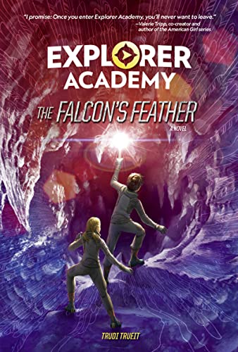 Book cover: two young explorers in a glowing, crystalline cave.