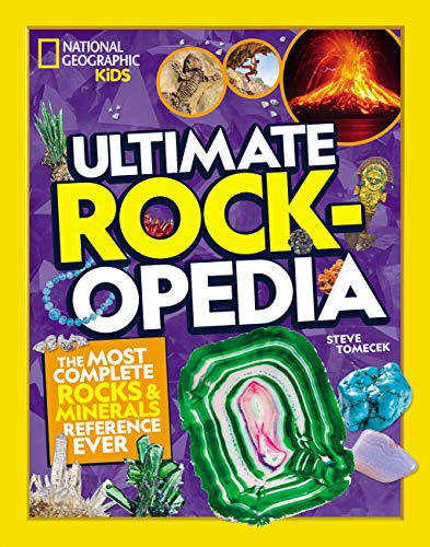 Book cover: "Ultimate Rockopedia" with images of rocks, minerals, and volcanoes.