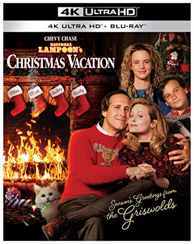 National Lampoon's Christmas Vacation" Blu-ray cover featuring the Griswold family by a fireplace.