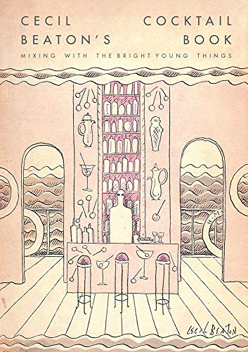 Cecil Beaton’s Cocktail Book cover: illustrated bar scene in pink tones.