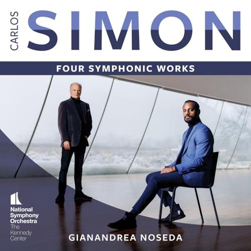 CD cover featuring two men and text: "Carlos Simon, Four Symphonic Works.