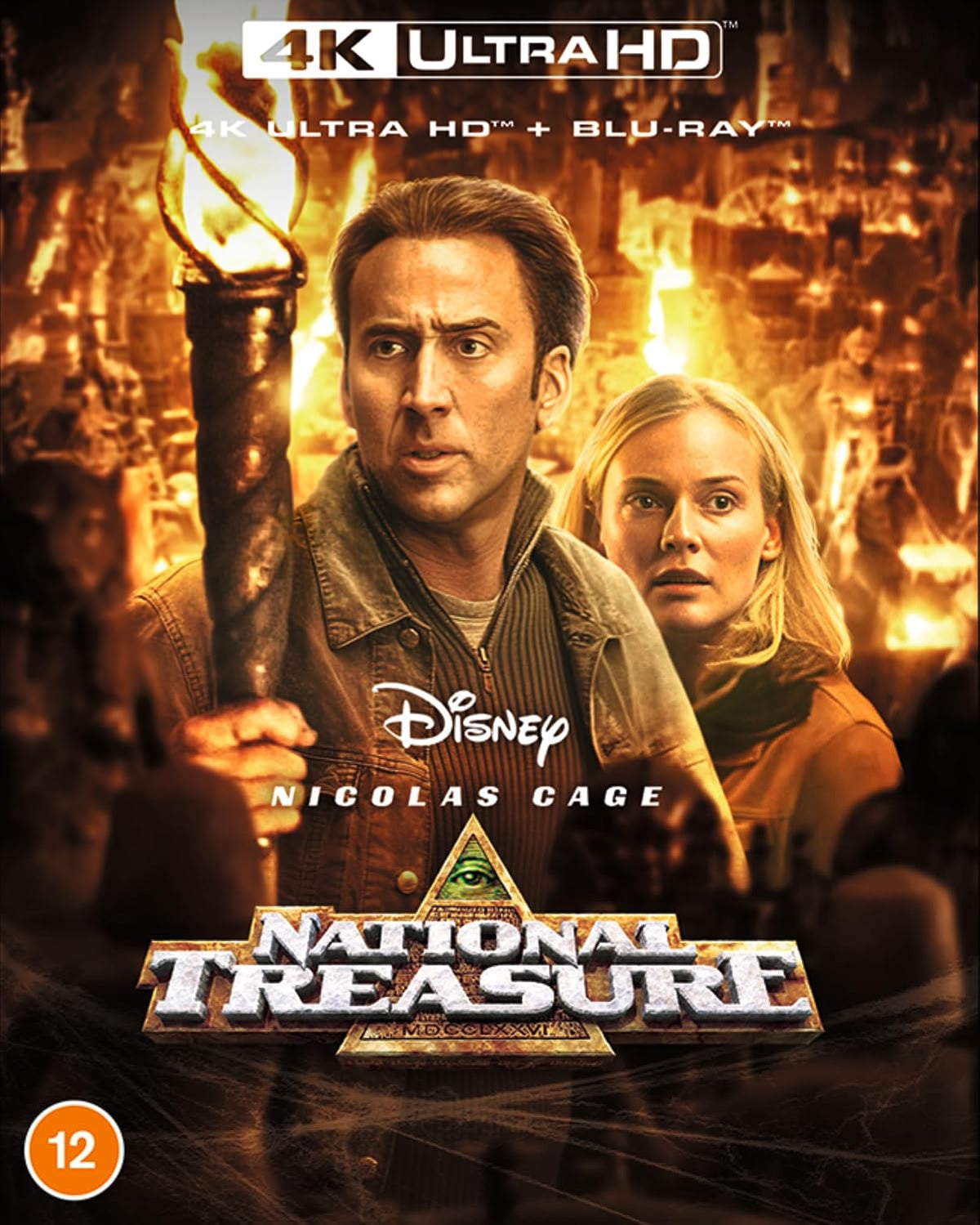 National Treasure" Blu-ray cover featuring Nicolas Cage holding a torch in a cavern.