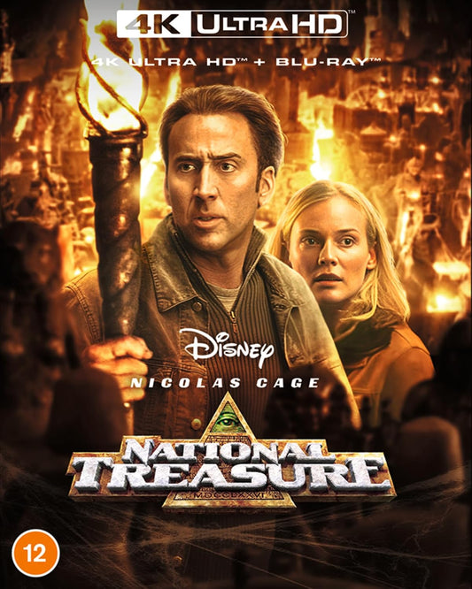 National Treasure" Blu-ray cover featuring Nicolas Cage holding a torch in a cavern.