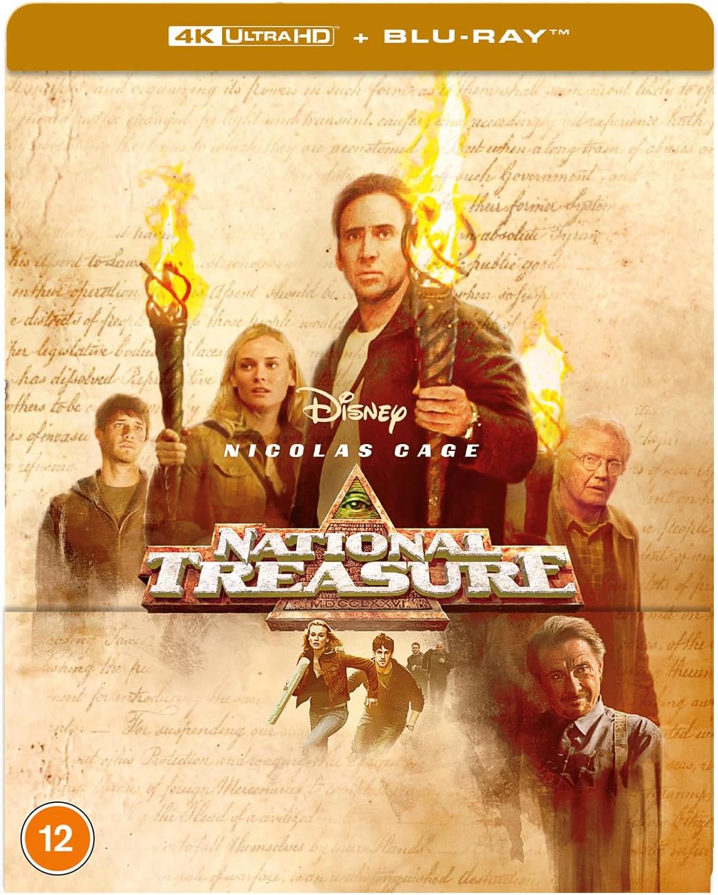 “National Treasure” UHD SteelBook cover featuring Nicolas Cage and cast members.