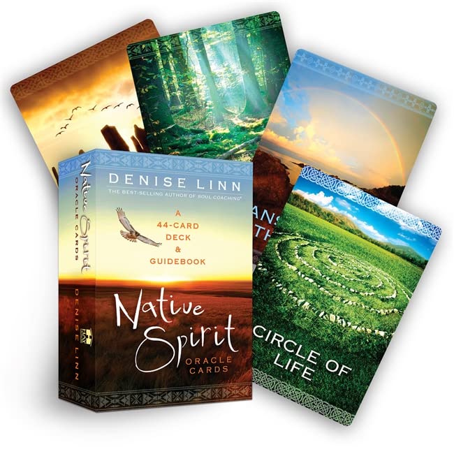 Native Spirit Oracle box set with guidebook and four scattered nature-themed cards.