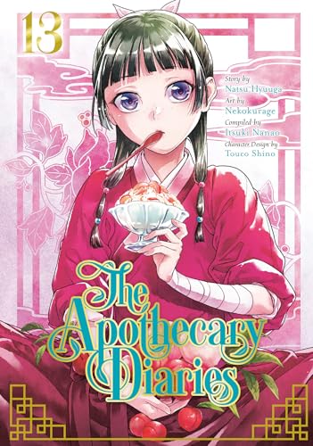 Manga cover featuring a young woman in red robes eating a dessert with fruit.