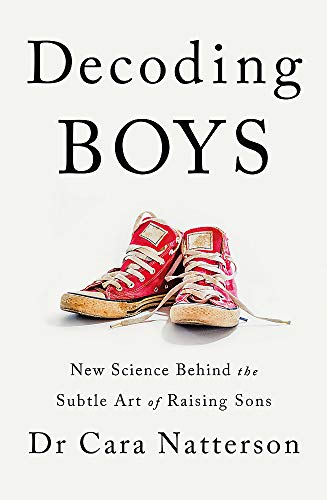 Book cover with title “Decoding Boys” and a pair of red sneakers.