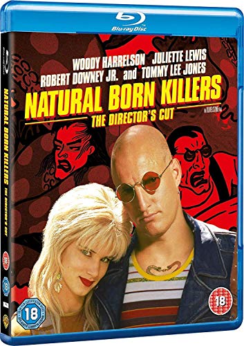 Natural Born Killers" Blu-ray cover with Woody Harrelson and Juliette Lewis.