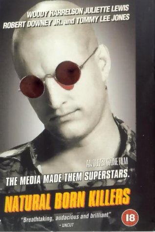 DVD cover for "Natural Born Killers" featuring Woody Harrelson in sunglasses.