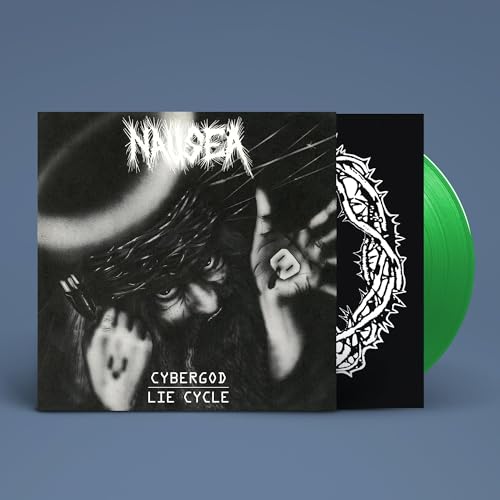 Vinyl record of NAUSEA’s “Cybergod / Lie Cycle” with dark, distorted cover art.