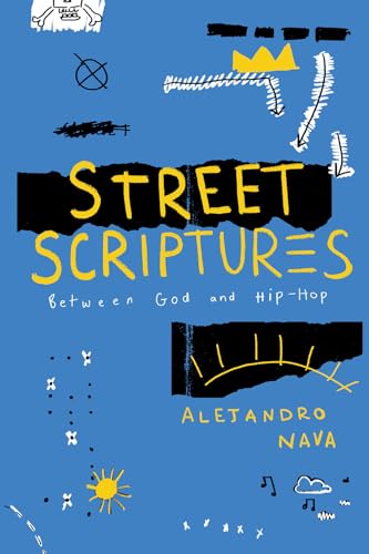 Book cover: "Street Scriptures" with abstract doodles on blue background.