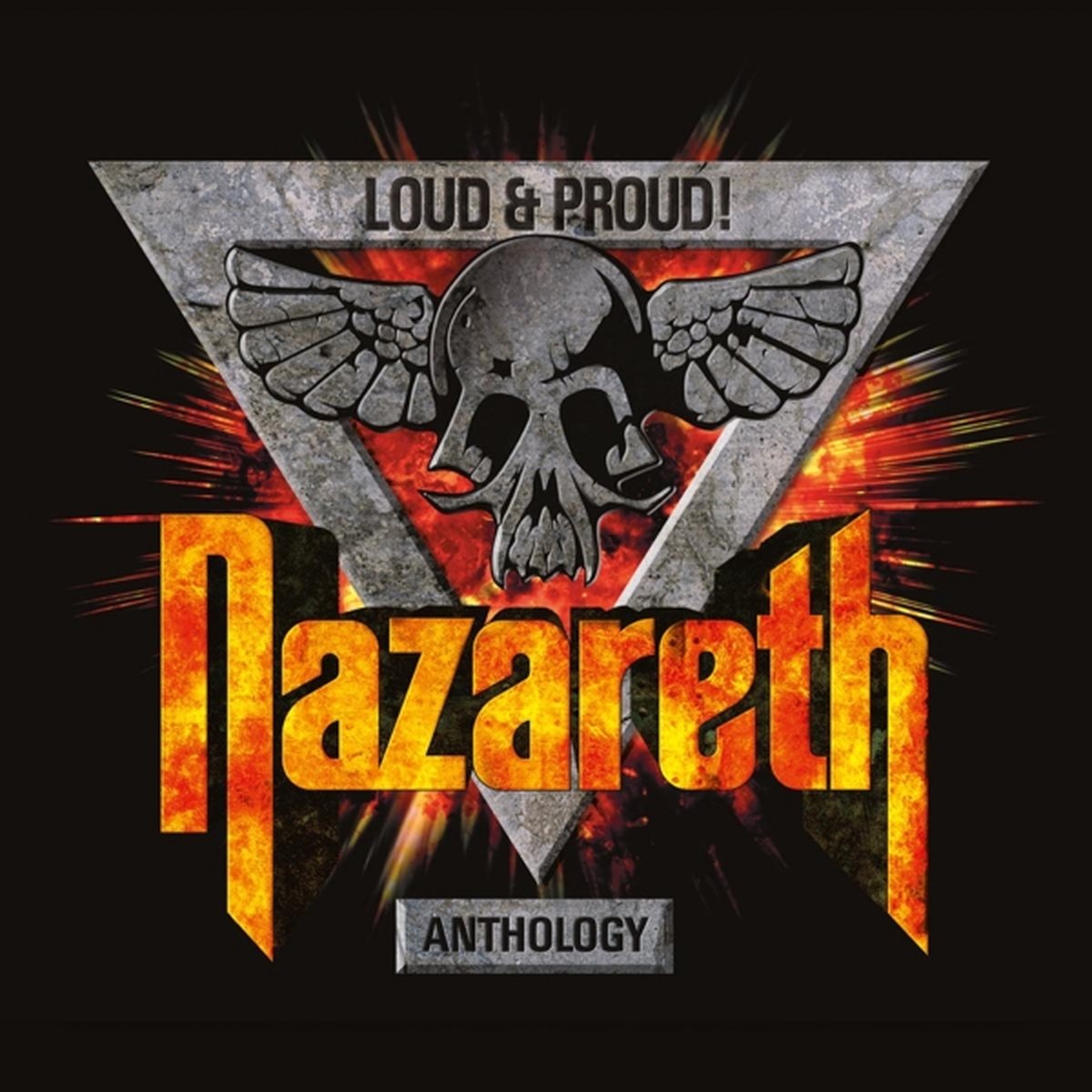 Nazareth Loud & Proud Anthology album cover with a winged skull and fiery text.