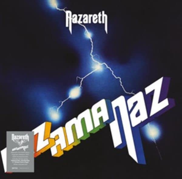 Nazareth “Razamanaz” CD cover with lightning and bold, angled text.