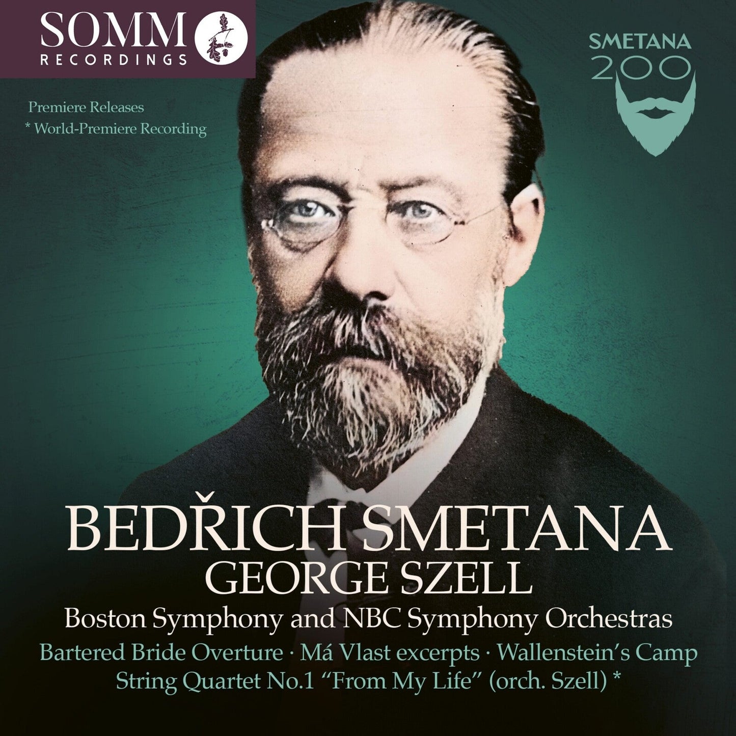 CD cover featuring a portrait of composer Bedřich Smetana with text.
